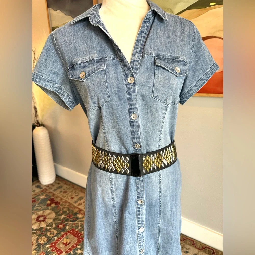Betsy Johnson Wide Metal Diamond Studded Stretch Belt